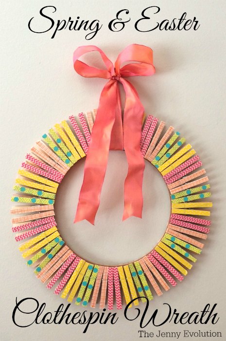 DIY Spring Easter Clothespin Wreath Tutorial | The Jenny Evolution